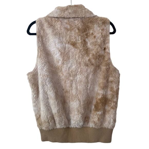Women Andrew Marc New York Y2K Boho Faux Fur Gold Zipper Vest W/Pockets-Medium - Picture 2 of 6